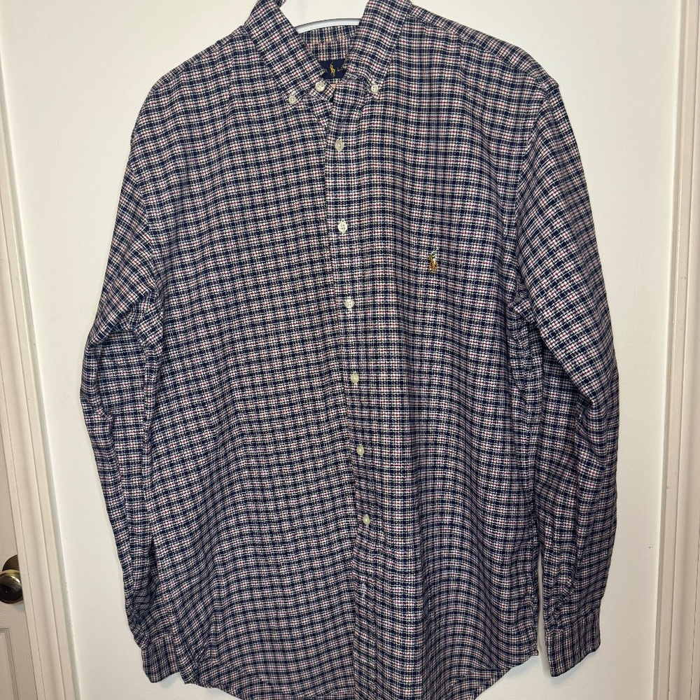 Ralph Lauren Plaid Oxford Button Down Shirt | Large Tall